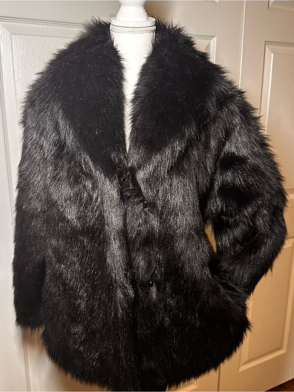 Abercrombie & Fitch Black Faux Fur Teddy Coat